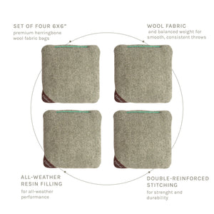 6-in Herringbone Cornhole Bags | Premium All-Weather Collection