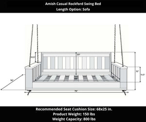Amish Casual Rockford Daybed Swing Package with Included Cushions, Sofa, Pure White Paint