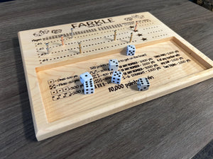 Solid Wood Farkle Rolling Tray & Scoreboard
