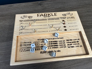 Solid Wood Farkle Rolling Tray & Scoreboard