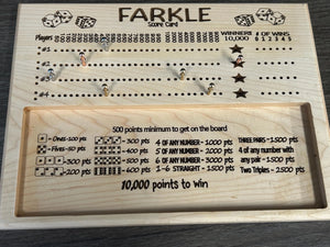 Solid Wood Farkle Rolling Tray & Scoreboard