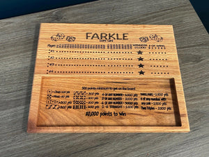 Solid Wood Farkle Rolling Tray & Scoreboard