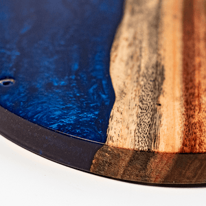 One of a Kind Blue Pearl Epoxy Resin Live-Edge Wood Hook and Ring Toss Game