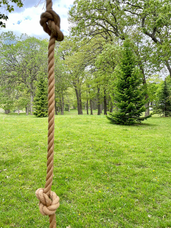 Tree Swing w/knotted climbing rope and hanging hardware