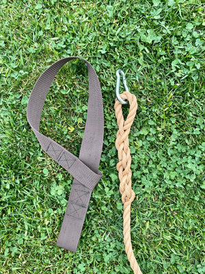 Tree Swing w/knotted climbing rope and hanging hardware